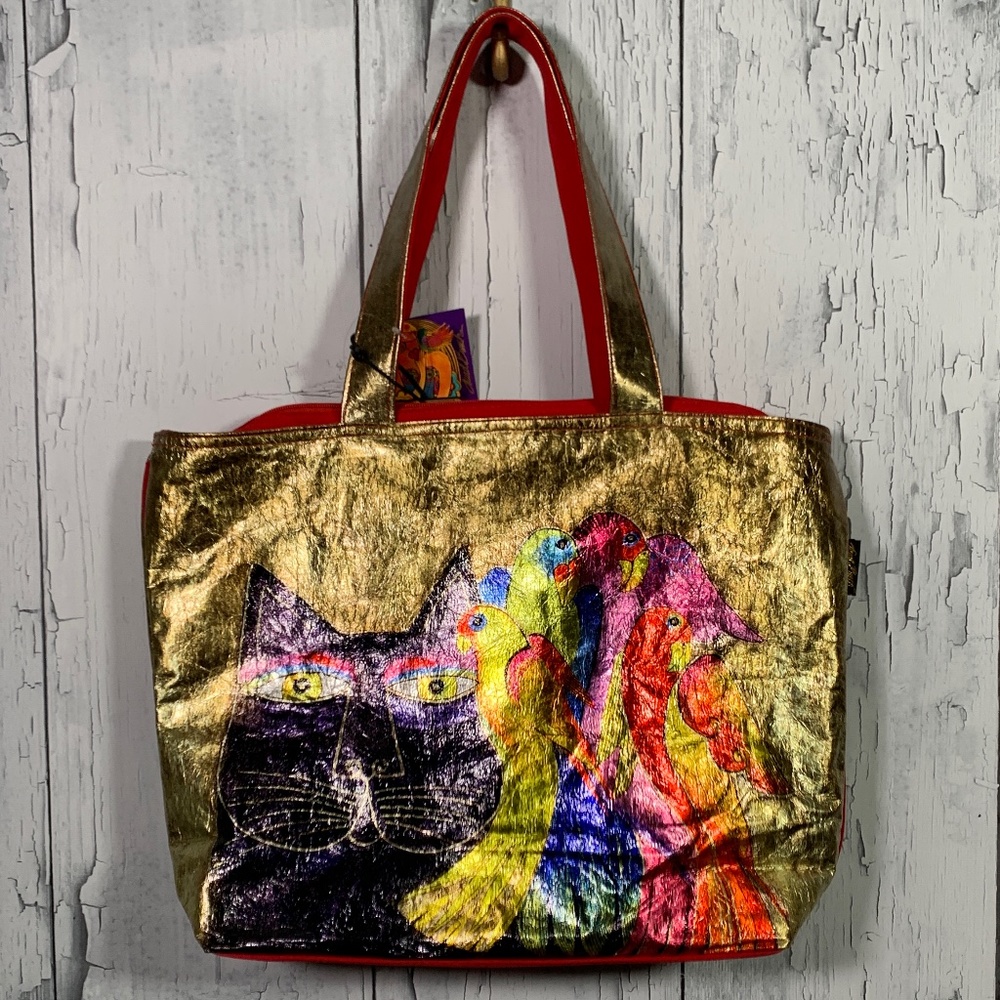 Laurel Burch Metallic Canvas Tote Bag NWT - Picture 1 of 16